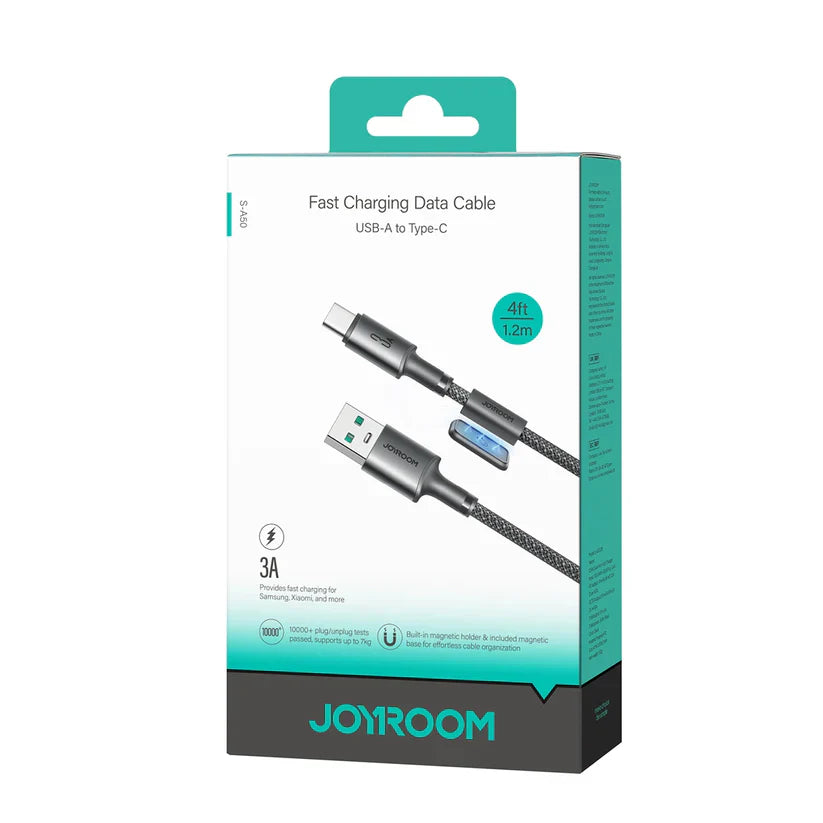 Joyroom Unlimited Series 3A USB-A to USB-C Cable with Magnetic Organizer – 1.2m, Gray
