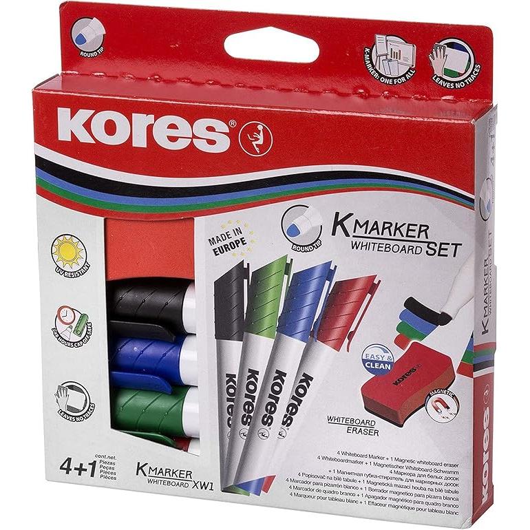 KORES MARKER WHITEBOARD SET-4 CHISEL+ERASER