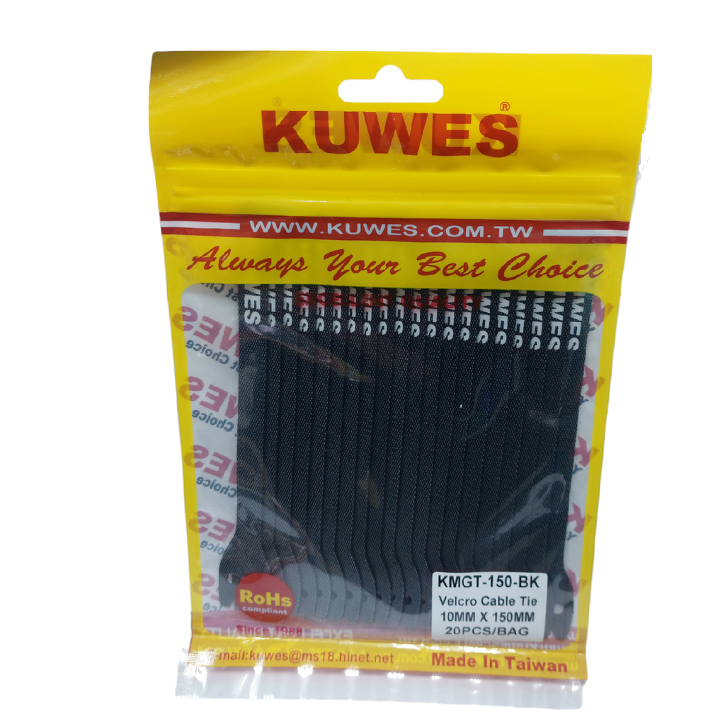 KUWES Cable Tie Magic Velcro (Pack 20pcs) – Black