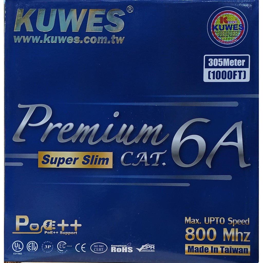 KUWES SLIM CAT6A UTP PURE PURPLE COPPER 305MTR