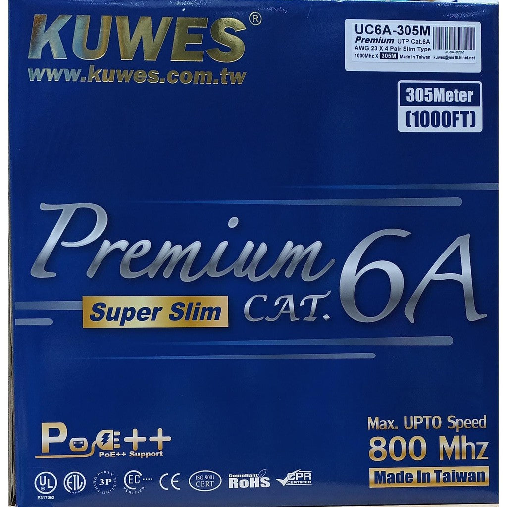 KUWES SLIM CAT6A UTP PURE PURPLE COPPER 305MTR