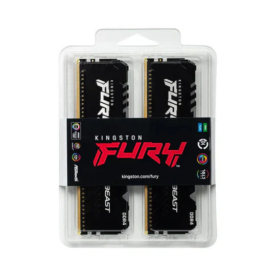 Kingston 64GB (2x32GB) DDR4 3600Mhz Fury Beast RGB Ram for Desktop Kit