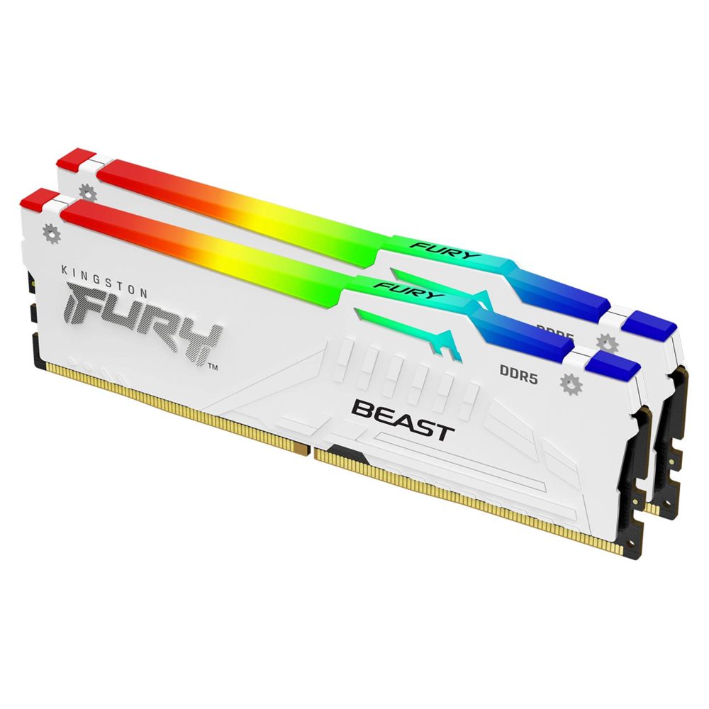Kingston 64GB 6000MHz DDR5 Fury Beast RGB Desktop RAM Kit CL36, (32GB x2) White