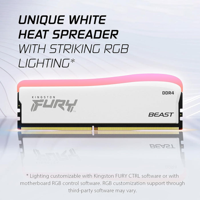 Kingston Fury Beast RGB 16GB (2x8GB) DDR4 3600MT/S Memory Kit - White
