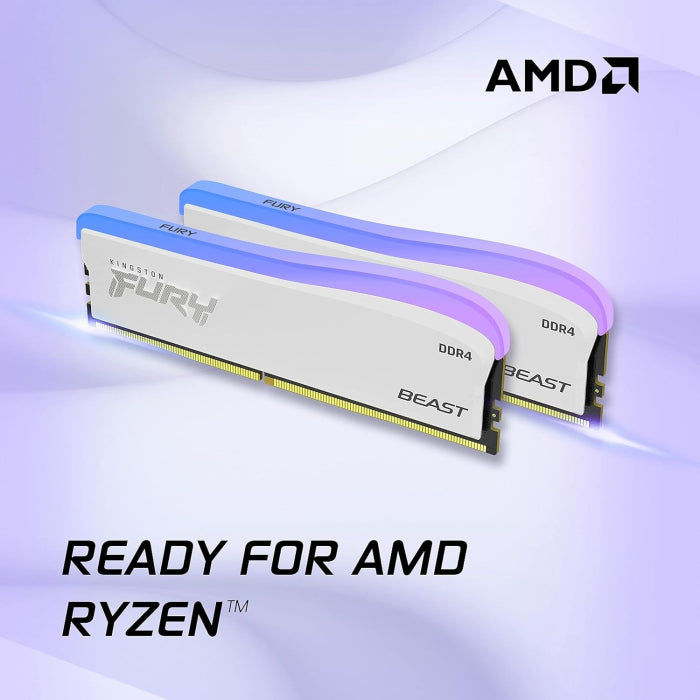 Kingston Fury Beast RGB 16GB (2x8GB) DDR4 3600MT/S Memory Kit - White