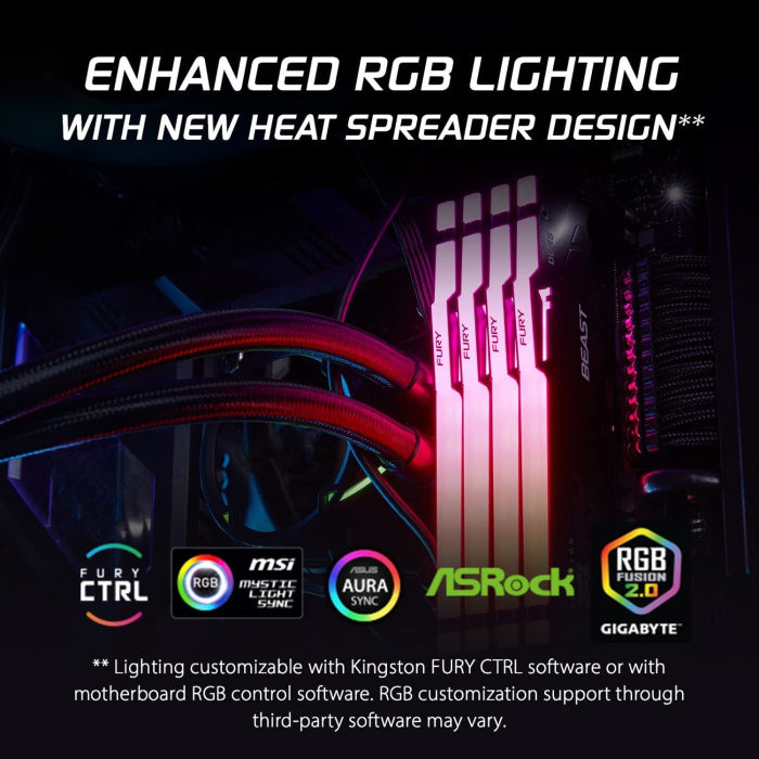 Kingston Fury Beast RGB 64GB (2x32GB) DDR5 6000MT/s CL36 Memory Kit - White