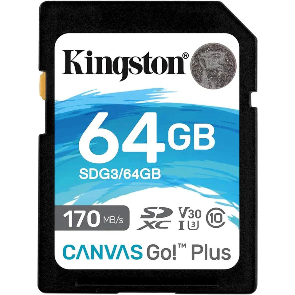 Kingston SD 64GB SDXC Canvas Go Plus 170MB/s Read UHS-I, C10, U3, V30 Memory Card (SDG3/64GB)