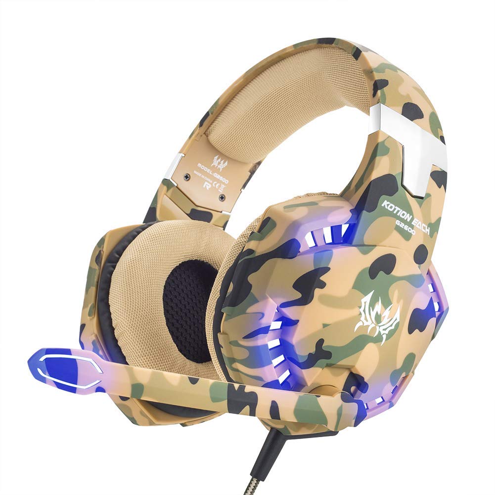 Kotion Each G2600 Gaming Headphone with Mic and LED (Camo Yellow)