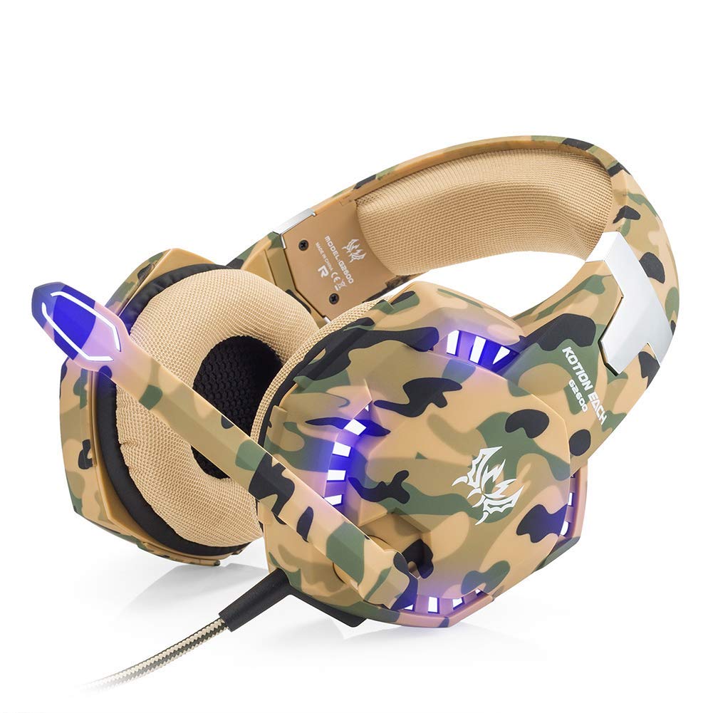 Kotion Each G2600 Gaming Headphone with Mic and LED (Camo Yellow)