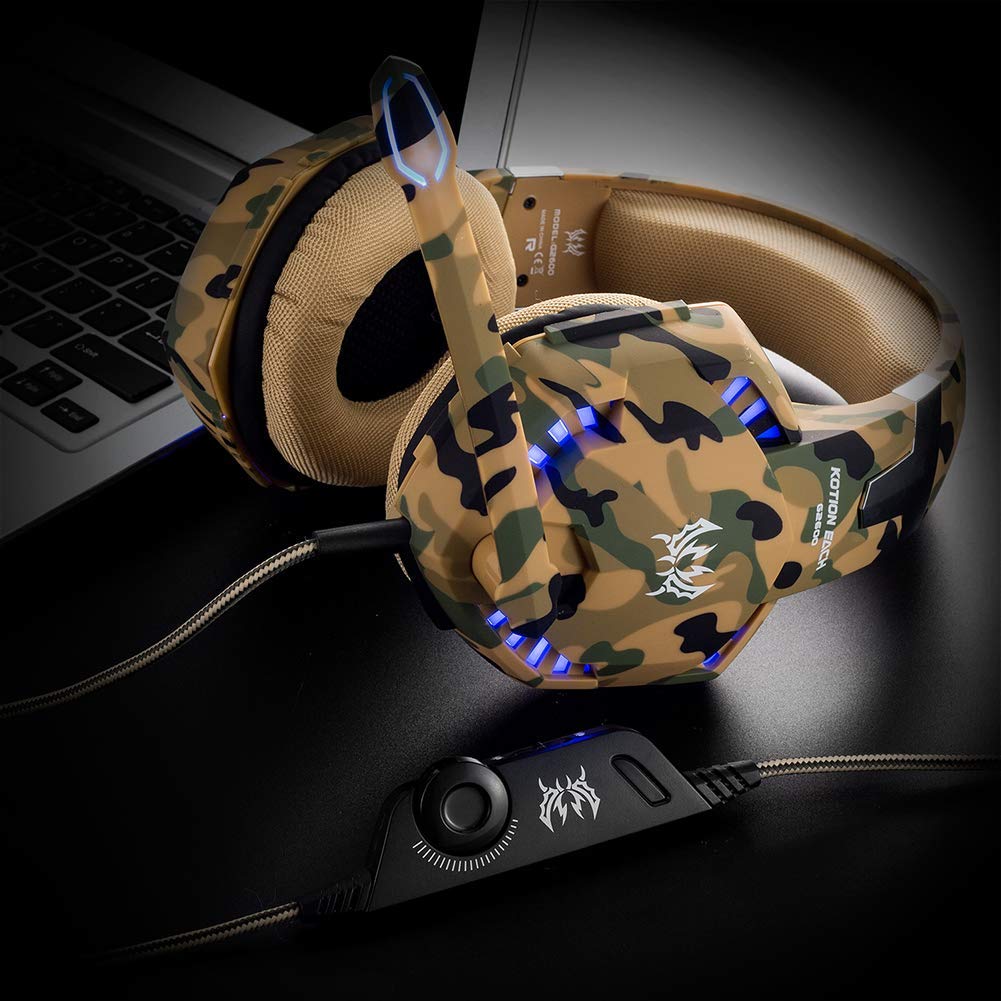Kotion Each G2600 Gaming Headphone with Mic and LED (Camo Yellow)