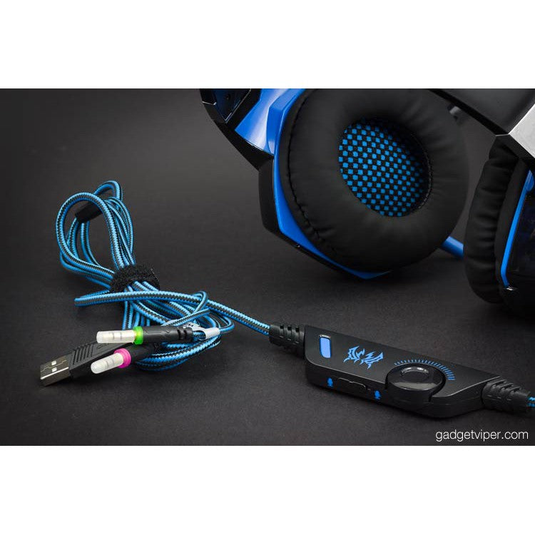 Kotion Each Wired Over the Ear Headsets with Mic & LED - G2000 Edition (Black/Blue)