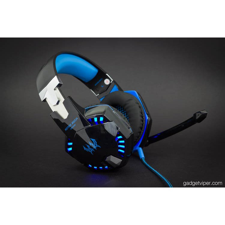 Kotion Each Wired Over the Ear Headsets with Mic & LED - G2000 Edition (Black/Blue)