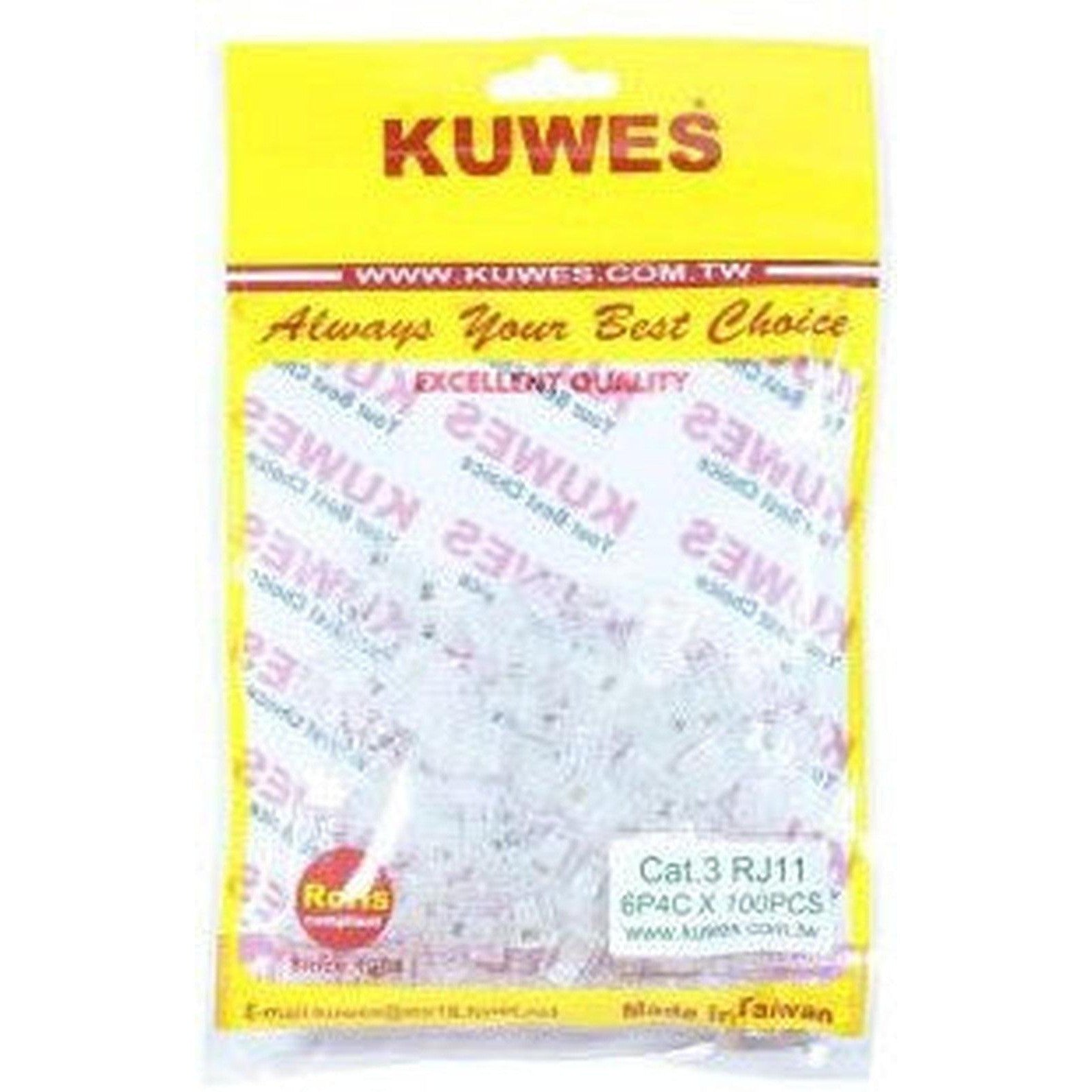 Kuwes Rj11 Connector 6P4C 100 Pcs Pack