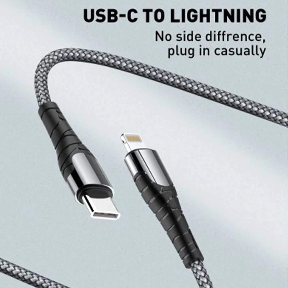 LDNIO LC112 Fast Charging Data Cable - 30W / 2 Meter / Type-C / Lightning / Black