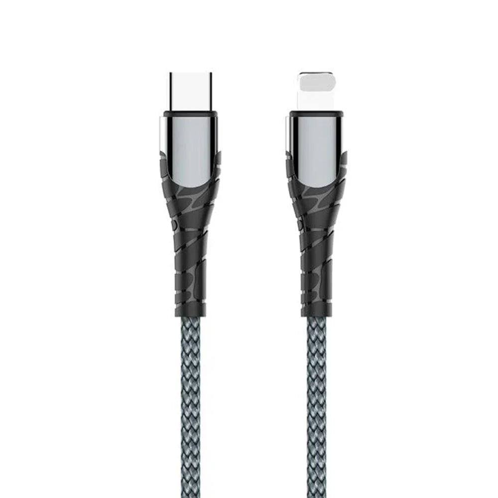 LDNIO LC112 Fast Charging Data Cable - 30W / 2 Meter / Type-C / Lightning / Black