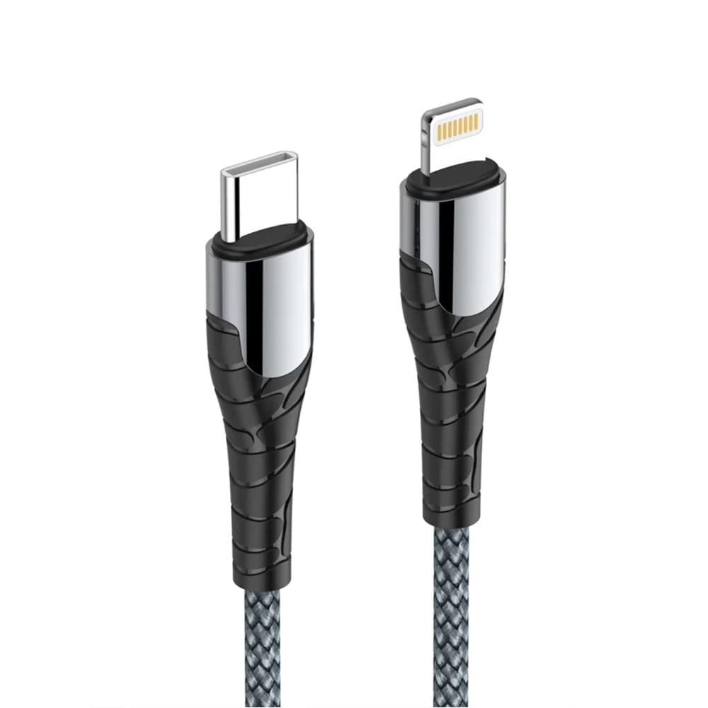 LDNIO LC112 Fast Charging Data Cable - 30W / 2 Meter / Type-C / Lightning / Black