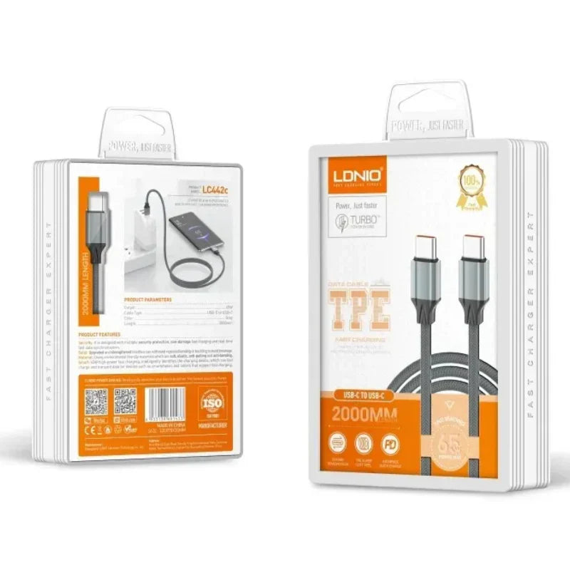 LDNIO LC442 Fast Charging Data Cable - 30W / 2 Meter / Type-C / Grey