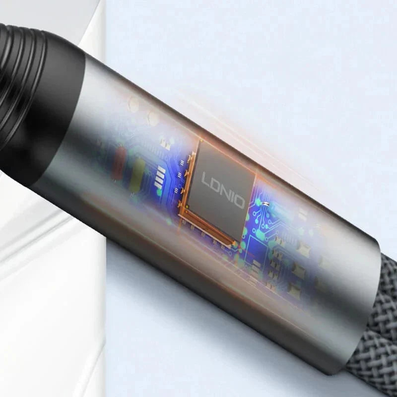 LDNIO LC94C 3-in-1 Fast Charging data Cable - 100W / 1.2 Meter / Type-C / Lightning / Micro USB / Grey