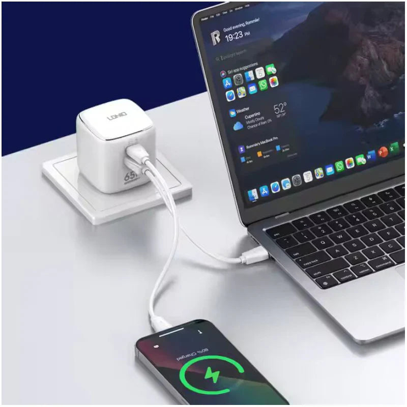 LDNIO Q2617 GAN Super Fast Charger - 65W / USB-A / Type-C / White