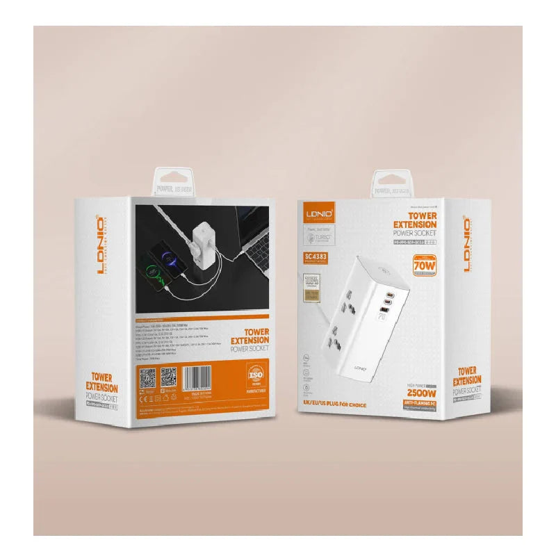 LDNIO SC4383 Multifunctional Universal Desktop Power Adapter - 70W / White