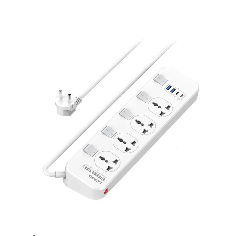 LDNIO SC4408C 4 AC Outlets Universal Power Strip - USB-A / USB-C / White