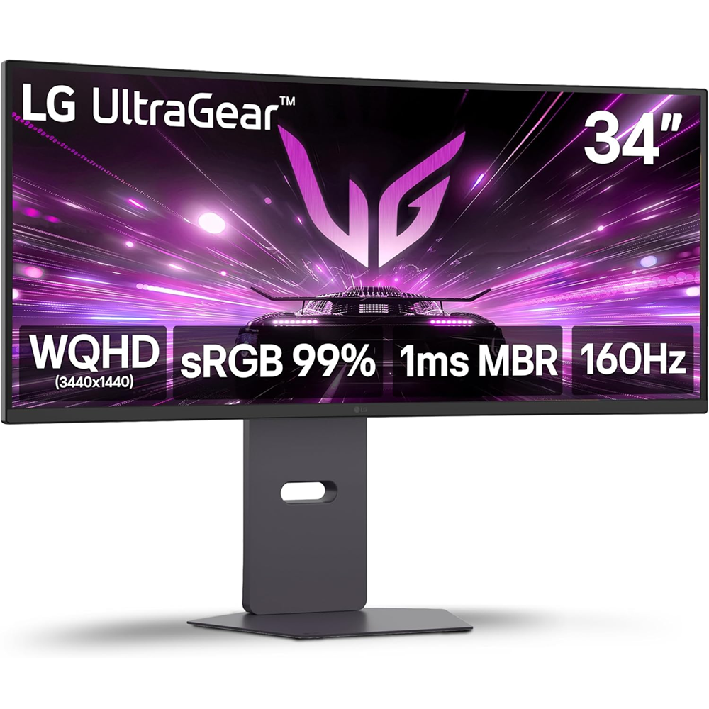 LG 34” G600A UltraGear Curved 2K 160Hz 1ms HDR Speaker Adjustable Gaming Monitor