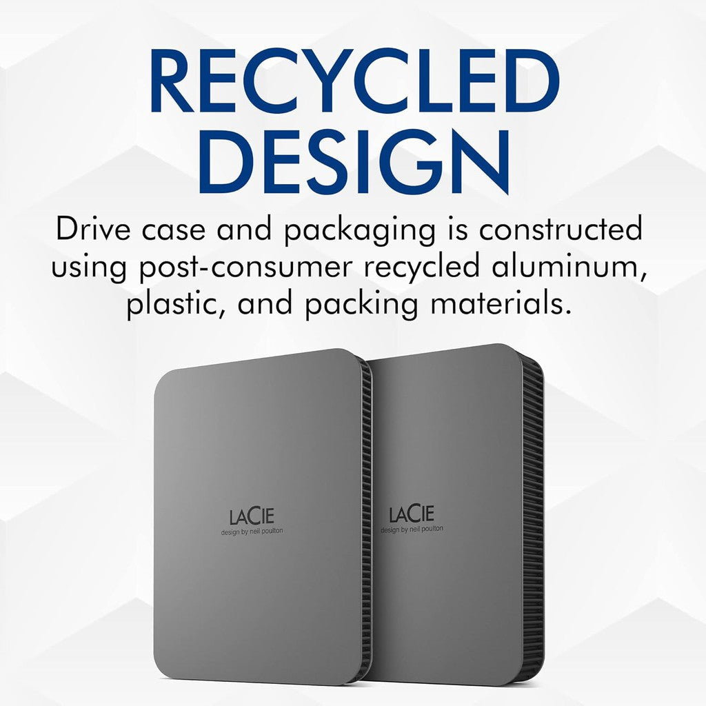 LaCie Portable Mobile Drive Secure - 4TB / 5.0 Gbps / USB 3.2 Gen 1 / Type-C / Space gray / External Hard Drive