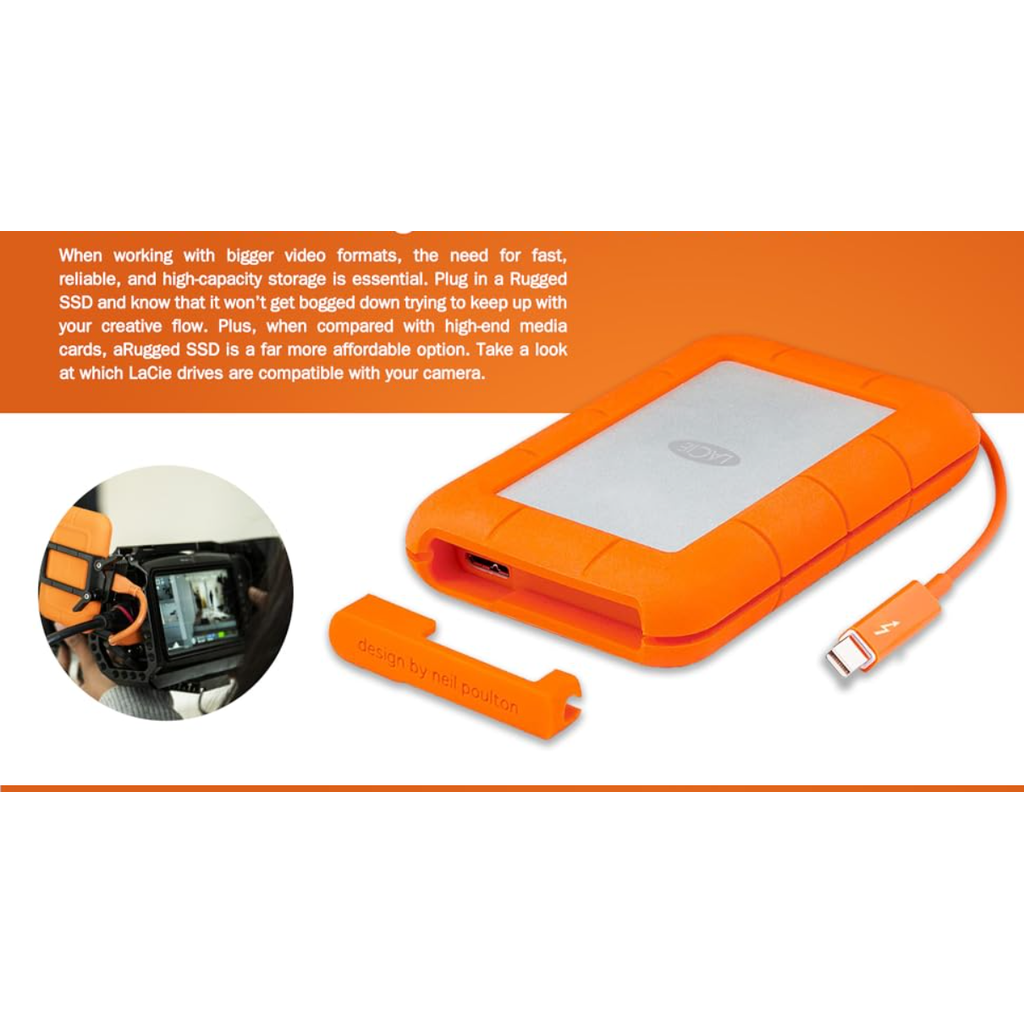 LaCie Rugged portable - 2TB / 5.0 Gbps / USB 3.1 Gen 1 / USB-C / External Hard Drive