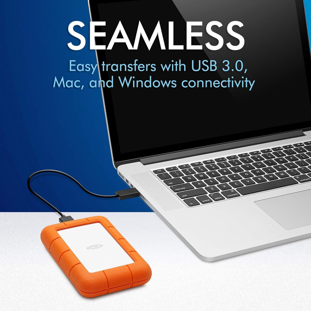 LaCie Rugged portable Mini - 2TB / 5.0 Gbps / USB 3.0 / Type-C / External Hard Drive
