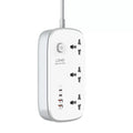 Ldnio 3 Extension Power Socket - 3 Way / USB-A / USB-C / 2 Meter / White/Grey