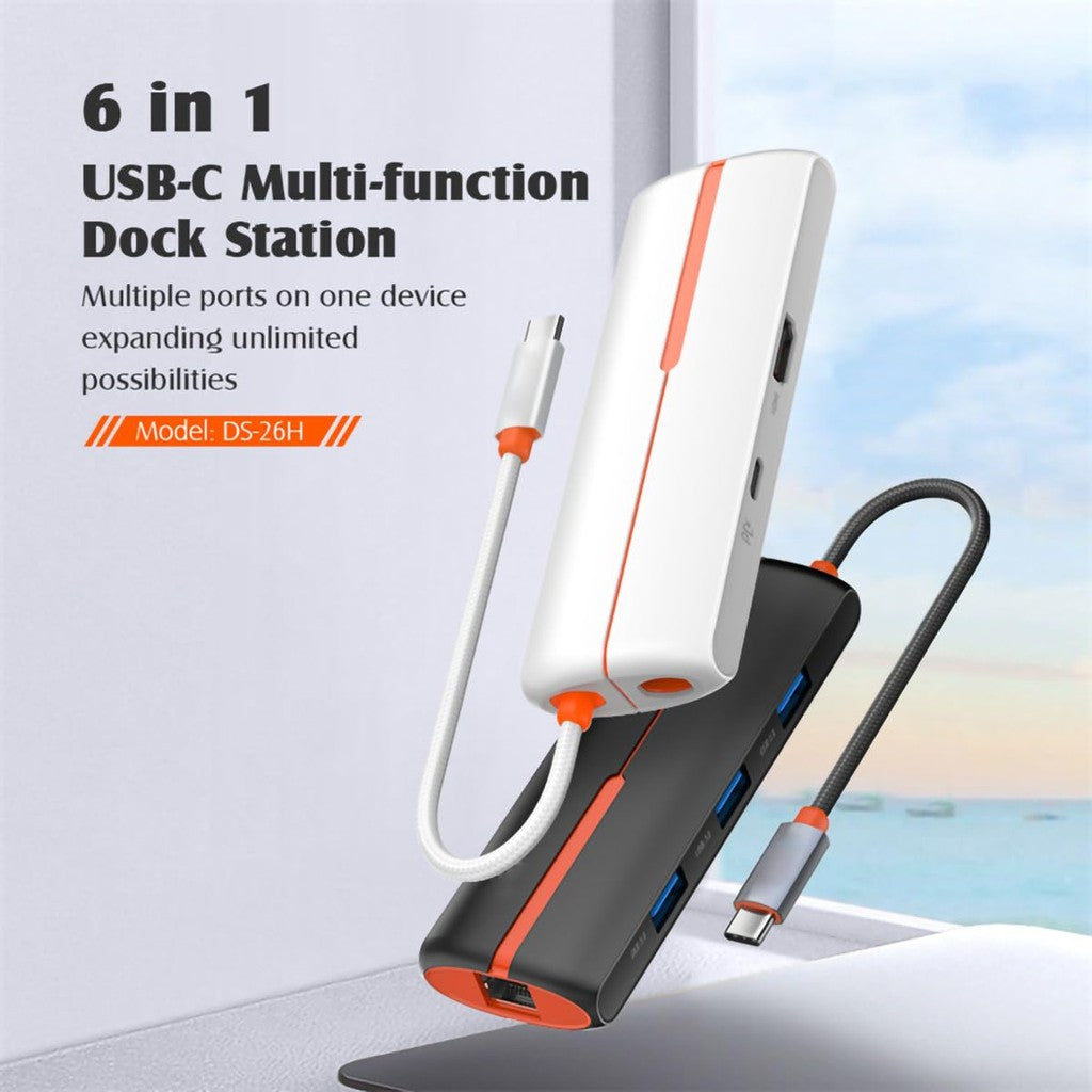 Ldnio 6 In 1 Type-C HUB Adapter White