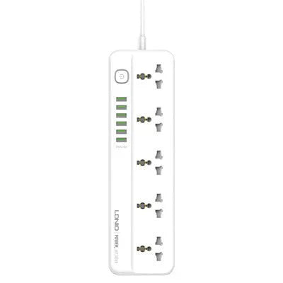 Ldnio Outlets Universal Power Strip - 5 Way / 6 x USB-A / White