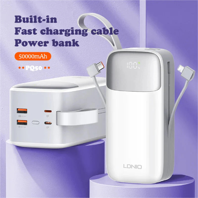 Ldnio PQ50 Fast Charging Power Bank - 50,000mAh / 22.5W / White