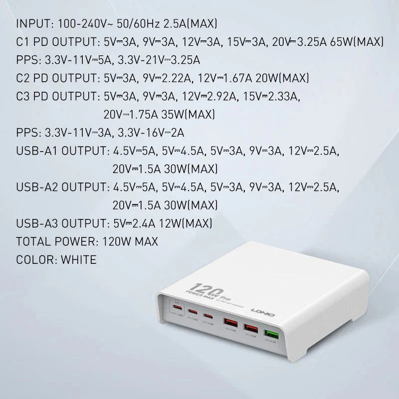 Ldnio Q605 120W Multi-ports Desktop Charging Station