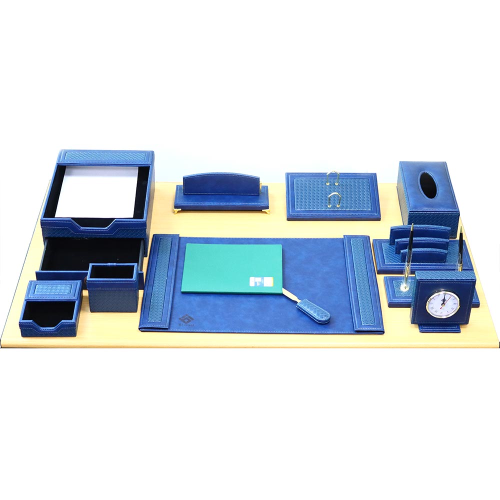 Leather Deskset Dark Blue Color