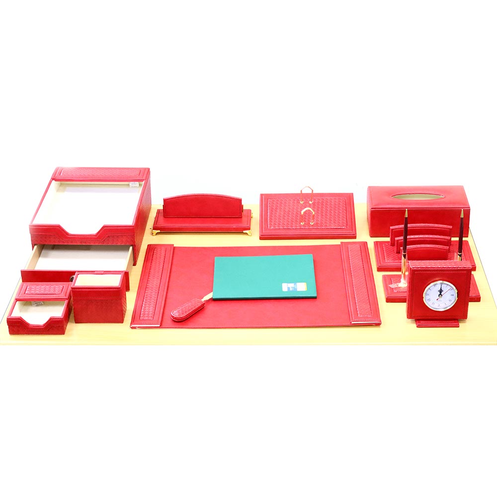 Leather Deskset Red Color