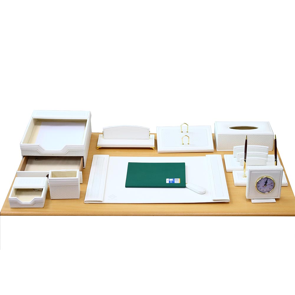 Leather Deskset White Color