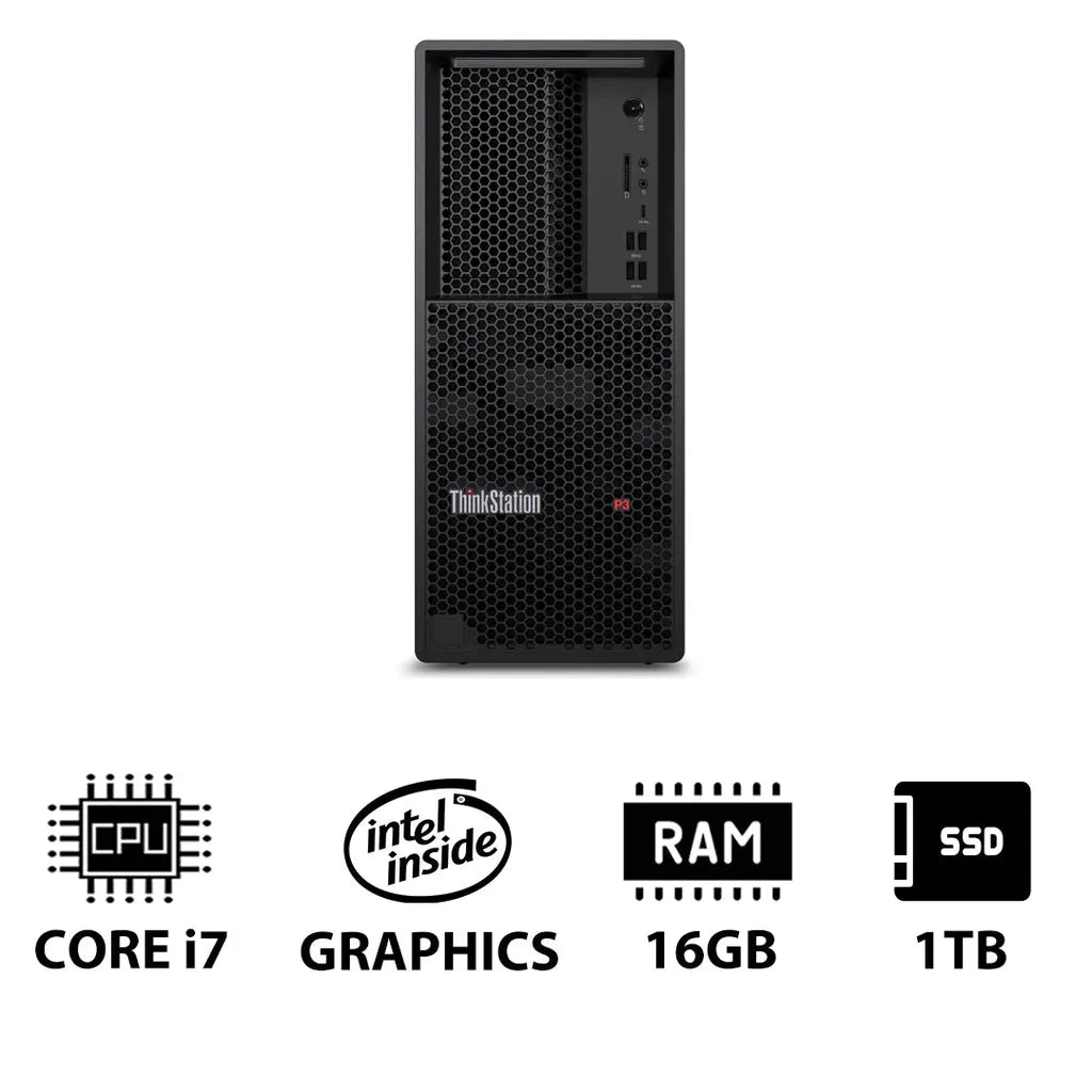 Lenovo ThinkStation P3 Tower - i7-14700 2.1GHz / 20-Cores / 16GB / 1TB (NVMe M.2 SSD) / Win 11 Pro / 3YW - Workstation
