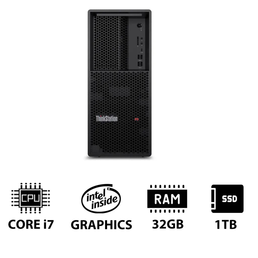 Lenovo ThinkStation P3 Tower - i7-14700 2.1GHz / 20-Cores / 32GB / 1TB (NVMe M.2 SSD) / Win 11 Pro / 3YW - Workstation