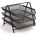Letter Tray Metal Mesh 3 Tier Black