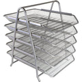 Letter Tray Metal 5 Tier Silver/Black