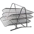 Letter Tray Metal Mesh 3 Tier Silver