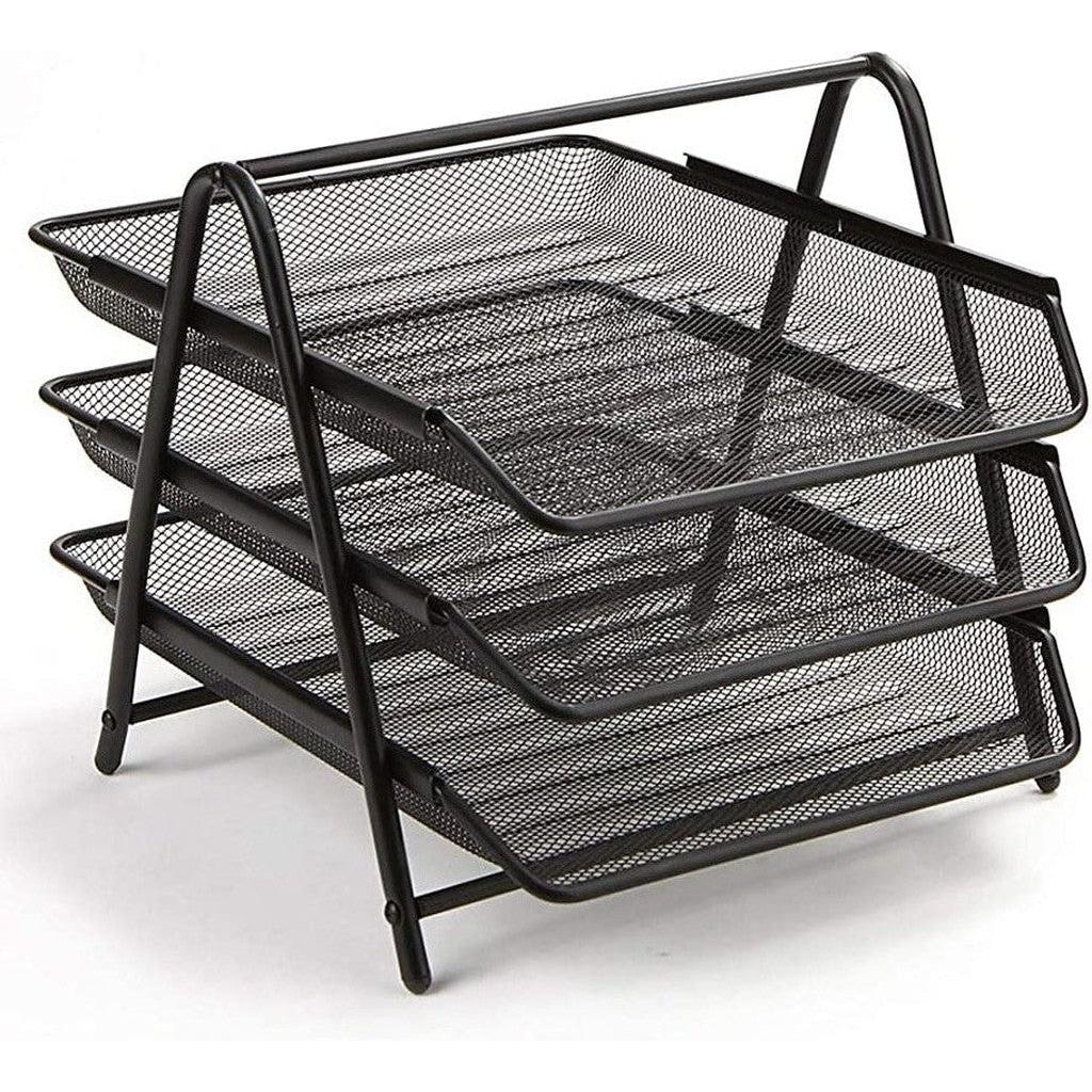 Letter Tray Metal kanzi trio 3 Tier Silver/Black