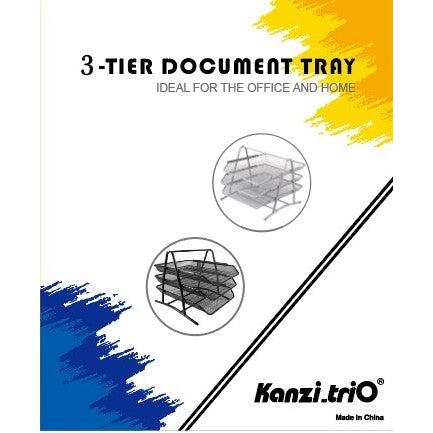 Letter Tray Metal kanzi trio 3 Tier Silver/Black