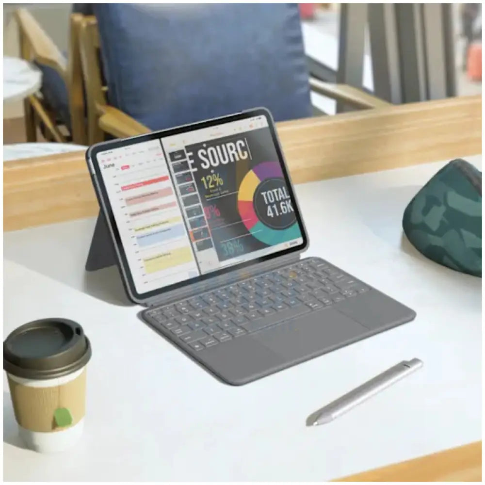 Logitech Combo Touch keyboard Case for iPad Air 11-inch (M2) - Oxford Grey / Arabic