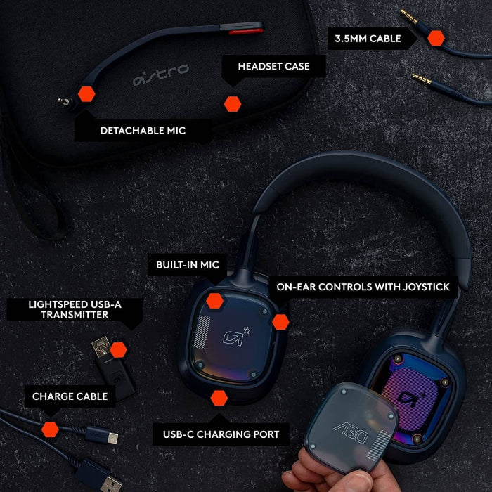 Logitech G Astro A30 PlayStation 5 Wireless Gaming Headset - Navy/Red