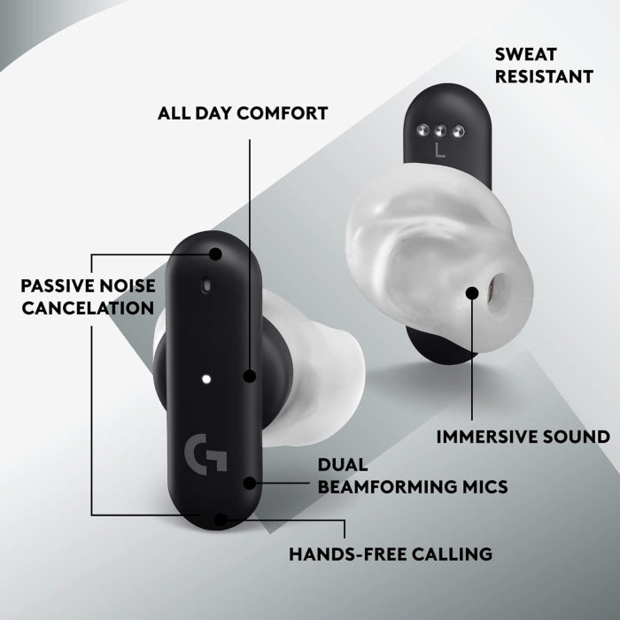 Logitech G FITS True Wireless Gaming Earbuds Black