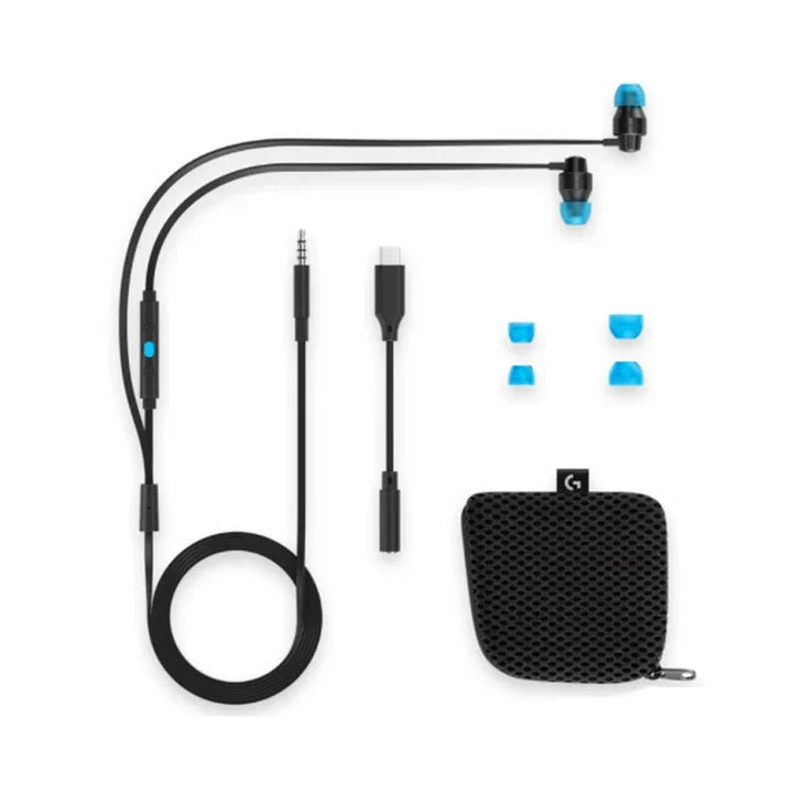 Logitech G333 Wired Gaming Earphones, 3.5 MM - Black