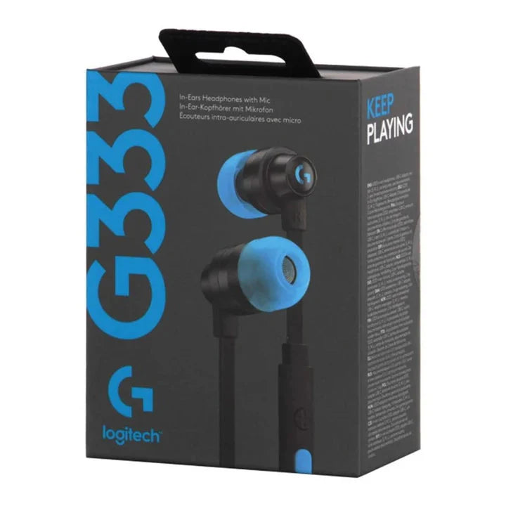 Logitech G333 Wired Gaming Earphones, 3.5 MM - Black