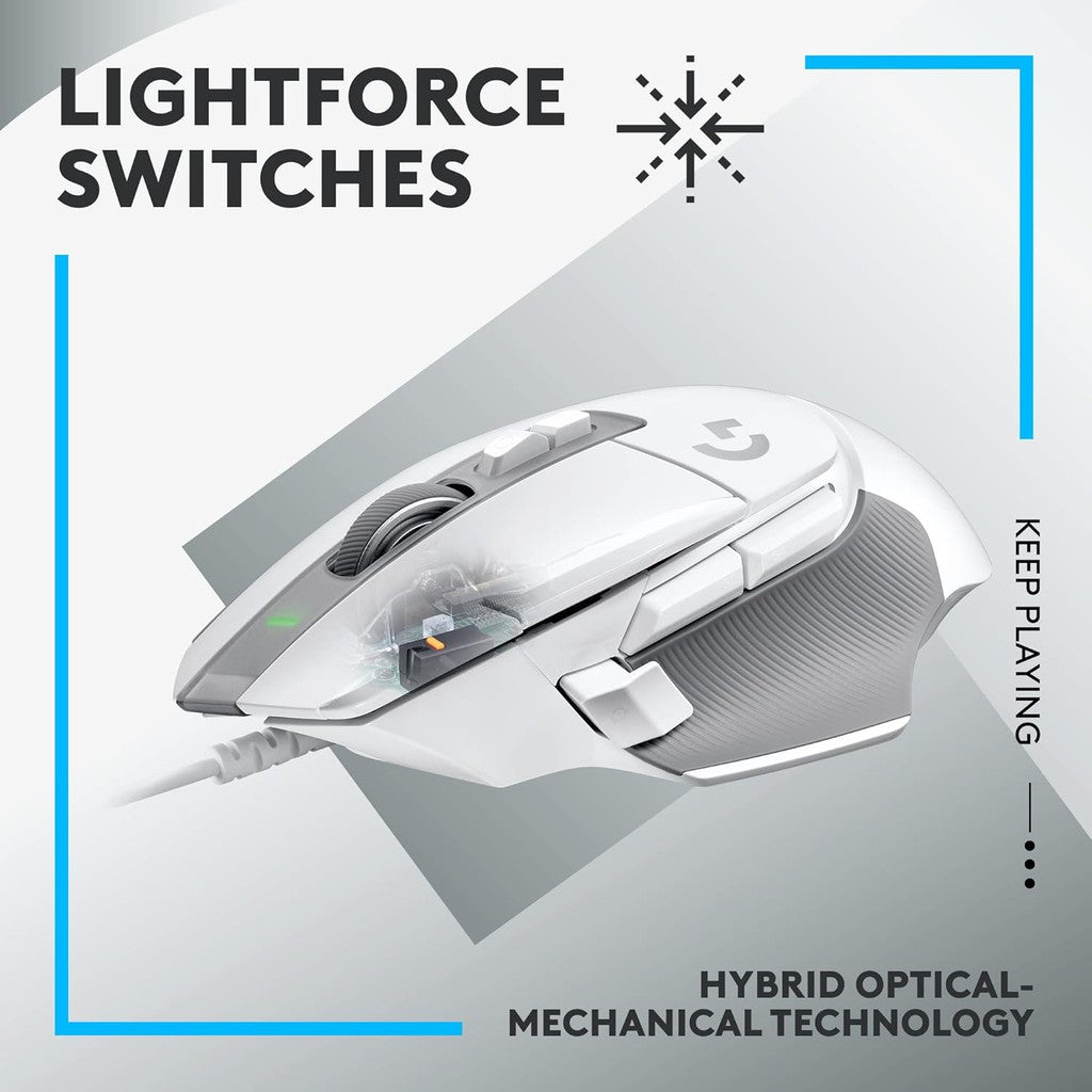 Logitech G502X Gaming Mouse- Wired / USB-A / White
